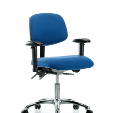 Fabric ESD Chair - Desk Height with Adjustable Arms & ESD Casters in ESD Blue Fabric - ESD-FDHCH-CR-T0-A1-EC-ESDBLU