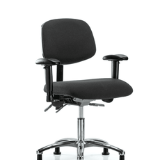 Fabric ESD Chair - Desk Height with Adjustable Arms & ESD Stationary Glides in ESD Black Fabric - ESD-FDHCH-CR-T0-A1-EG-ESDBLK