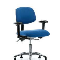 Fabric ESD Chair - Desk Height with Adjustable Arms & ESD Stationary Glides in ESD Blue Fabric - ESD-FDHCH-CR-T0-A1-EG-ESDBLU