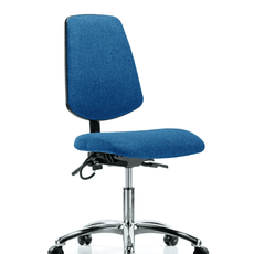 Fabric ESD Chair - Desk Height with Medium Back & ESD Casters in ESD Blue Fabric - ESD-FDHCH-MB-CR-T0-A0-EC-ESDBLU