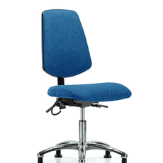 Fabric ESD Chair - Desk Height with Medium Back & ESD Stationary Glides in ESD Blue Fabric - ESD-FDHCH-MB-CR-T0-A0-EG-ESDBLU
