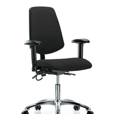 Fabric ESD Chair - Desk Height with Medium Back, Adjustable Arms, & ESD Casters in ESD Black Fabric - ESD-FDHCH-MB-CR-T0-A1-EC-ESDBLK