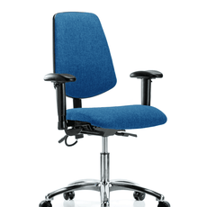 Fabric ESD Chair - Desk Height with Medium Back, Adjustable Arms, & ESD Casters in ESD Blue Fabric - ESD-FDHCH-MB-CR-T0-A1-EC-ESDBLU
