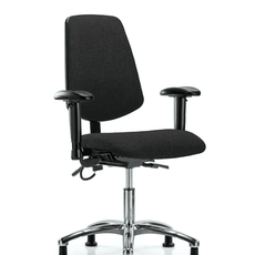 Fabric ESD Chair - Desk Height with Medium Back, Adjustable Arms, & ESD Stationary Glides in ESD Black Fabric - ESD-FDHCH-MB-CR-T0-A1-EG-ESDBLK