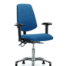 Fabric ESD Chair - Desk Height with Medium Back, Adjustable Arms, & ESD Stationary Glides in ESD Blue Fabric - ESD-FDHCH-MB-CR-T0-A1-EG-ESDBLU