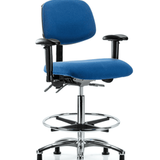 Fabric ESD Chair - Desk Height with Medium Back, Seat Tilt, & ESD Stationary Glides in ESD Blue Fabric - ESD-FDHCH-MB-CR-T1-A0-EG-ESDBLU