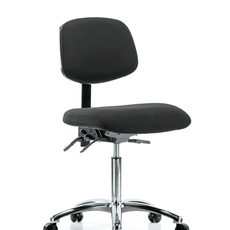 Fabric ESD Chair - Medium Bench Height with ESD Casters in ESD Black Fabric - ESD-FMBCH-CR-T0-A0-NF-EC-ESDBLK