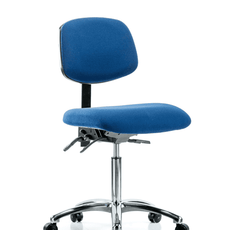 Fabric ESD Chair - Medium Bench Height with ESD Casters in ESD Blue Fabric - ESD-FMBCH-CR-T0-A0-NF-EC-ESDBLU