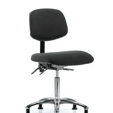 Fabric ESD Chair - Medium Bench Height with ESD Stationary Glides in ESD Black Fabric - ESD-FMBCH-CR-T0-A0-NF-EG-ESDBLK