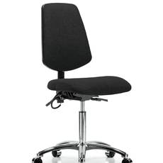 Fabric ESD Chair - Medium Bench Height with Medium Back & ESD Casters in ESD Black Fabric - ESD-FMBCH-MB-CR-T0-A0-NF-EC-ESDBLK