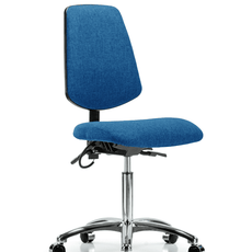 Fabric ESD Chair - Medium Bench Height with Medium Back & ESD Casters in ESD Blue Fabric - ESD-FMBCH-MB-CR-T0-A0-NF-EC-ESDBLU