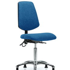 Fabric ESD Chair - Medium Bench Height with Medium Back & ESD Stationary Glides in ESD Blue Fabric - ESD-FMBCH-MB-CR-T0-A0-NF-EG-ESDBLU