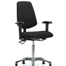 Fabric ESD Chair - Medium Bench Height with Medium Back, Adjustable Arms, & ESD Stationary Glides in ESD Black Fabric - ESD-FMBCH-MB-CR-T0-A1-NF-EG-ESDBLK
