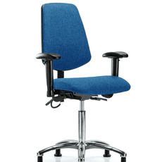 Fabric ESD Chair - Medium Bench Height with Medium Back, Adjustable Arms, & ESD Stationary Glides in ESD Blue Fabric - ESD-FMBCH-MB-CR-T0-A1-NF-EG-ESDBLU