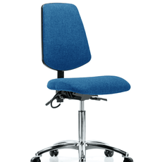 Fabric ESD Chair - Medium Bench Height with Medium Back, Seat Tilt, & ESD Casters in ESD Blue Fabric - ESD-FMBCH-MB-CR-T1-A0-NF-EC-ESDBLU