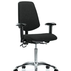 Fabric ESD Chair - Medium Bench Height with Medium Back, Seat Tilt, Adjustable Arms, & ESD Casters in ESD Black Fabric - ESD-FMBCH-MB-CR-T1-A1-NF-EC-ESDBLK