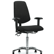 Fabric ESD Chair - Medium Bench Height with Medium Back, Seat Tilt, Adjustable Arms, & ESD Stationary Glides in ESD Black Fabric - ESD-FMBCH-MB-CR-T1-A1-NF-EG-ESDBLK