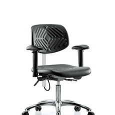 Polyurethane ESD Chair - Desk Height with Adjustable Arms & ESD Casters - ESD-PDHCH-CR-T0-A1-EC