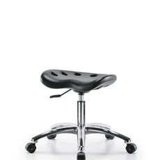 Polyurethane ESD Tractor Stool Chrome - Desk Height with ESD Casters in ESD Black Polyurethane - ESD-PTDHSL-CR-EC