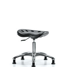 Polyurethane ESD Tractor Stool Chrome - Desk Height with ESD Stationary Glides in ESD Black Polyurethane - ESD-PTDHSL-CR-EG