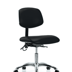 Vinyl ESD Chair - Desk Height with ESD Casters in ESD Black Vinyl - ESD-VDHCH-CR-T0-A0-EC-ESDBLK
