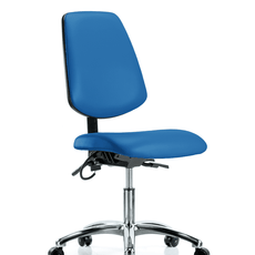 Vinyl ESD Chair - Desk Height with Medium Back & ESD Casters in ESD Blue Vinyl - ESD-VDHCH-MB-CR-T0-A0-EC-ESDBLU