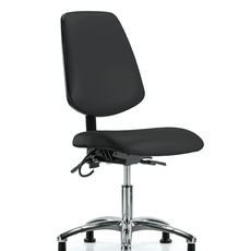 Vinyl ESD Chair - Desk Height with Medium Back, Seat Tilt, & ESD Stationary Glides in ESD Black Vinyl - ESD-VDHCH-MB-CR-T1-A0-EG-ESDBLK