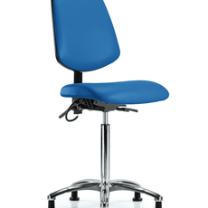 Vinyl ESD Chair - Desk Height with Medium Back, Seat Tilt, & ESD Stationary Glides in ESD Blue Vinyl - ESD-VDHCH-MB-CR-T1-A0-EG-ESDBLU