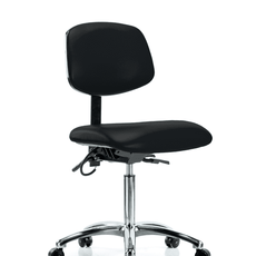Vinyl ESD Chair - Medium Bench Height with ESD Casters in ESD Black Vinyl - ESD-VMBCH-CR-T0-A0-NF-EC-ESDBLK
