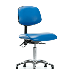 Vinyl ESD Chair - Medium Bench Height with ESD Stationary Glides in ESD Blue Vinyl - ESD-VMBCH-CR-T0-A0-NF-EG-ESDBLU