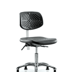 Class 10 Polyurethane Clean Room Chair - Desk Height with Stationary Glides in Black Polyurethane - NCR-PDHCH-CR-T0-A0-RG-BLK