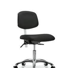 Class 100 Vinyl Clean Room Chair - Desk Height with Casters in Black Trailblazer Vinyl - NCR-VDHCH-CR-T0-A0-CC-8540