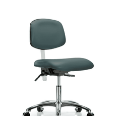 Class 100 Vinyl Clean Room Chair - Desk Height with Casters in Colonial Blue Trailblazer Vinyl - NCR-VDHCH-CR-T0-A0-CC-8546