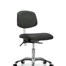 Class 100 Vinyl Clean Room Chair - Desk Height with Casters in Charcoal Trailblazer Vinyl - NCR-VDHCH-CR-T0-A0-CC-8605