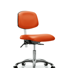 Class 100 Vinyl Clean Room Chair - Desk Height with Casters in Orange Kist Trailblazer Vinyl - NCR-VDHCH-CR-T0-A0-CC-8613