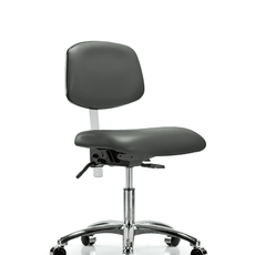 Class 100 Vinyl Clean Room Chair - Desk Height with Casters in Carbon Supernova Vinyl - NCR-VDHCH-CR-T0-A0-CC-8823