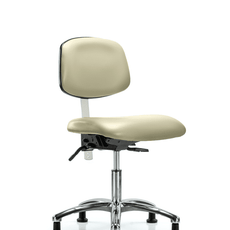 Class 100 Vinyl Clean Room Chair - Desk Height with Stationary Glides in Adobe White Trailblazer Vinyl - NCR-VDHCH-CR-T0-A0-RG-8501