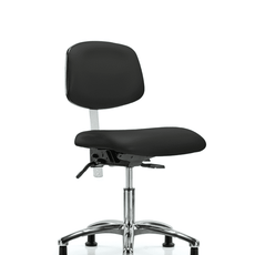 Class 100 Vinyl Clean Room Chair - Desk Height with Stationary Glides in Black Trailblazer Vinyl - NCR-VDHCH-CR-T0-A0-RG-8540