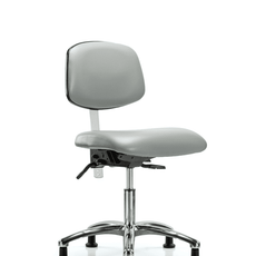 Class 100 Vinyl Clean Room Chair - Desk Height with Stationary Glides in Dove Trailblazer Vinyl - NCR-VDHCH-CR-T0-A0-RG-8567