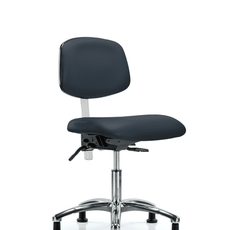 Class 100 Vinyl Clean Room Chair - Desk Height with Stationary Glides in Imperial Blue Trailblazer Vinyl - NCR-VDHCH-CR-T0-A0-RG-8582