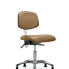 Class 100 Vinyl Clean Room Chair - Desk Height with Stationary Glides in Taupe Trailblazer Vinyl - NCR-VDHCH-CR-T0-A0-RG-8584