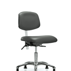 Class 100 Vinyl Clean Room Chair - Desk Height with Stationary Glides in Carbon Supernova Vinyl - NCR-VDHCH-CR-T0-A0-RG-8823