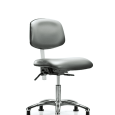 Class 100 Vinyl Clean Room Chair - Desk Height with Stationary Glides in Sterling Supernova Vinyl - NCR-VDHCH-CR-T0-A0-RG-8840
