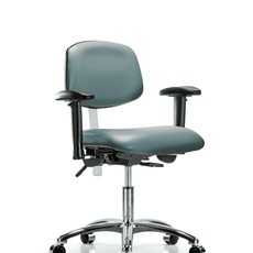 Class 100 Vinyl Clean Room Chair - Desk Height with Adjustable Arms & Casters in Storm Supernova Vinyl - NCR-VDHCH-CR-T0-A1-CC-8822