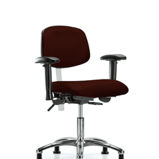 Class 100 Vinyl Clean Room Chair - Desk Height with Adjustable Arms & Stationary Glides in Burgundy Trailblazer Vinyl - NCR-VDHCH-CR-T0-A1-RG-8569