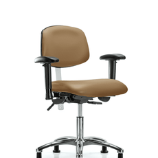 Class 100 Vinyl Clean Room Chair - Desk Height with Adjustable Arms & Stationary Glides in Taupe Trailblazer Vinyl - NCR-VDHCH-CR-T0-A1-RG-8584