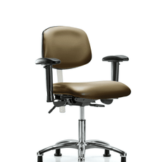 Class 100 Vinyl Clean Room Chair - Desk Height with Adjustable Arms & Stationary Glides in Taupe Supernova Vinyl - NCR-VDHCH-CR-T0-A1-RG-8809