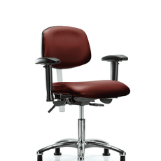 Class 100 Vinyl Clean Room Chair - Desk Height with Adjustable Arms & Stationary Glides in Borscht Supernova Vinyl - NCR-VDHCH-CR-T0-A1-RG-8815