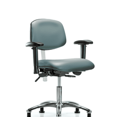 Class 100 Vinyl Clean Room Chair - Desk Height with Adjustable Arms & Stationary Glides in Storm Supernova Vinyl - NCR-VDHCH-CR-T0-A1-RG-8822