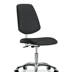 Class 100 Vinyl Clean Room Chair - Desk Height with Medium Back & Casters in Black Trailblazer Vinyl - NCR-VDHCH-MB-CR-T0-A0-CC-8540